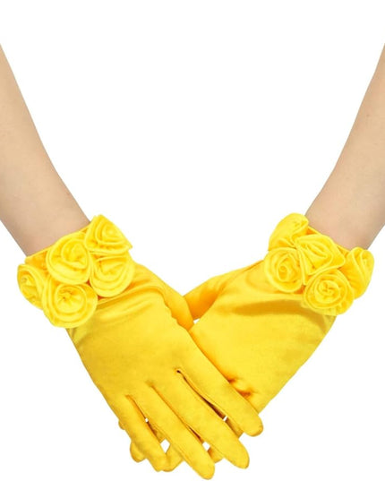 Short Satin Floral Gloves Elegant Wedding Dress Gloves for Opera Dinner Party Accessories