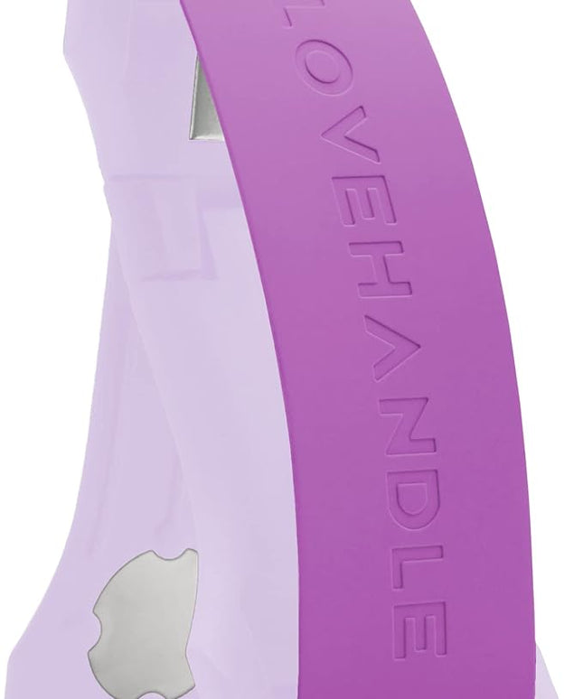 LOVEHANDLE PRO Premium Phone Grip - Silicone Phone Strap - Magnetic Phone Mount and Kickstand for Smartphone and Tablet - Electric Purple Silicone on Lavender Base