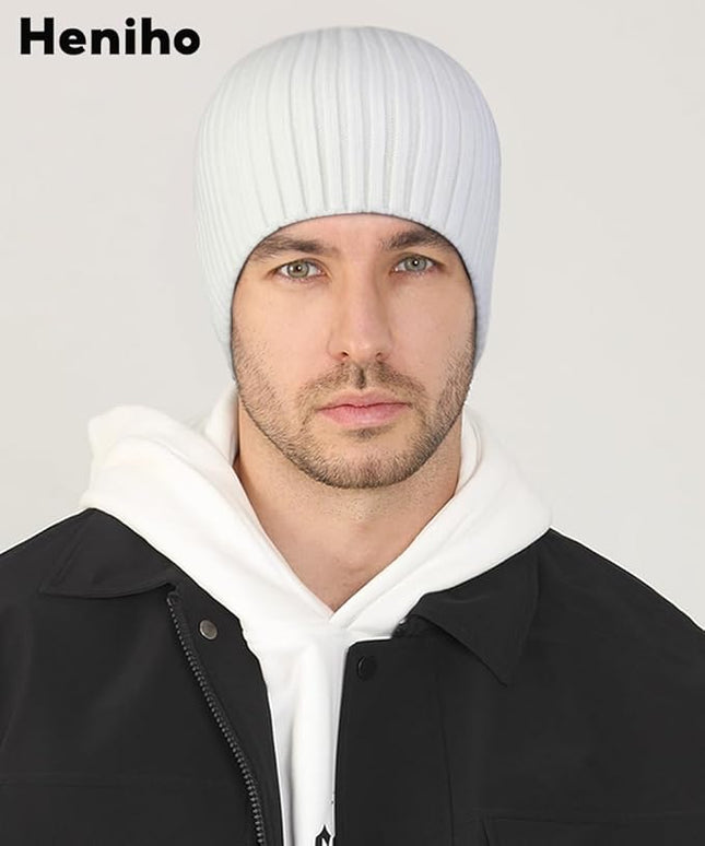 Heniho Winter Wool Beanies for Men Women, Warm Plain Toboggan Hats Ski Running Knit Skull Cap