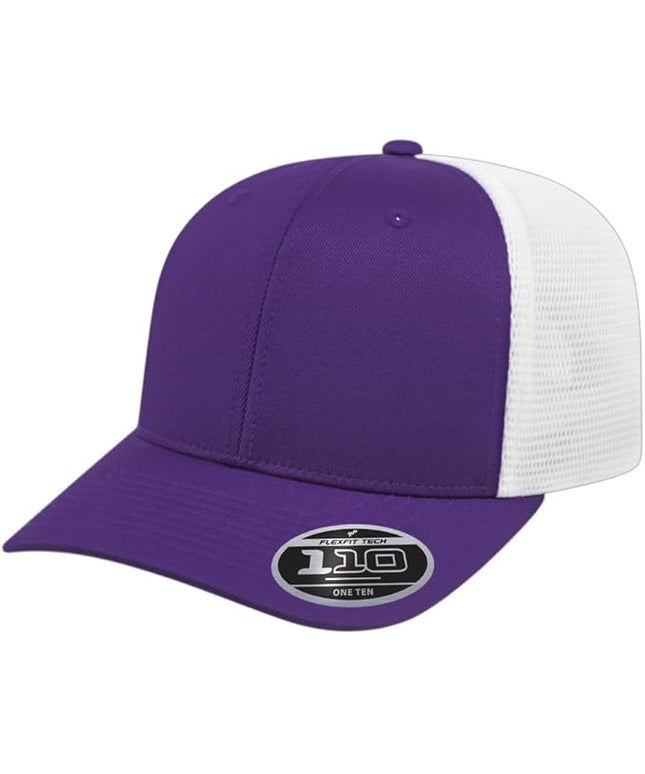 Cap America i8502 Flexfit 110 Premium Mid Profile 6-Panel Mesh Back Trucker Cap Hat w/UV Guard & Adjustable Snapback
