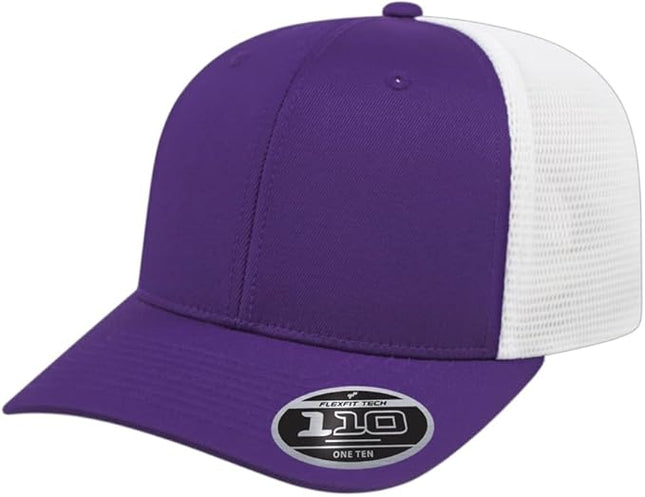 Cap America i8502 Flexfit 110 Premium Mid Profile 6-Panel Mesh Back Trucker Cap Hat w/UV Guard & Adjustable Snapback