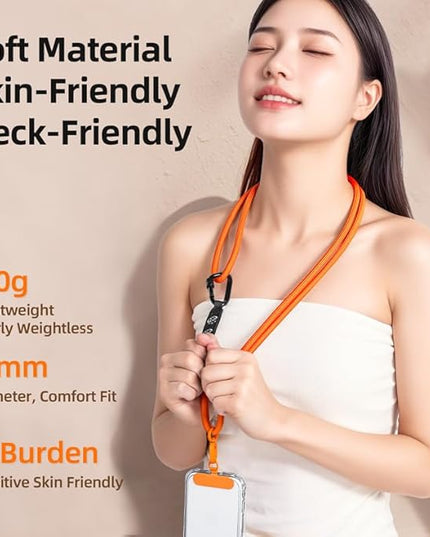 Phone Lanyard Phone Strap Crossbody with Hanging Loops 2 Tabs Adjustable Anti Theft for iPhone 17 Pro Max 16 All Phones Skin-Friendly Universal Cell Phone Neck Lanyard for Daily Outdoor Beige