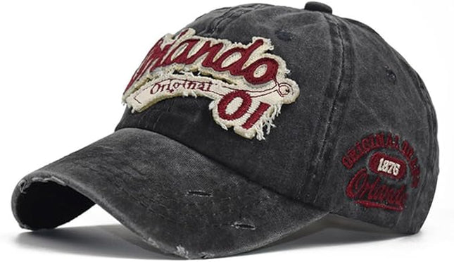 Classic Vintage Distressed Baseball Cap, Washed Cotton, Adjustable Fit