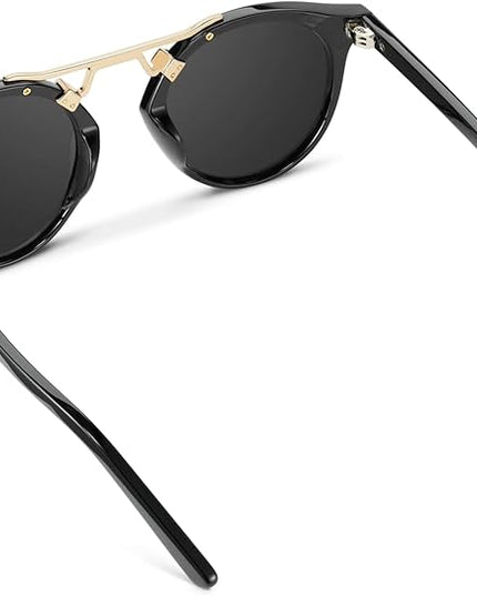 WearMe Pro - Women's Polarized, Round Retro, Double-Bridge Vintage Sunglasses
