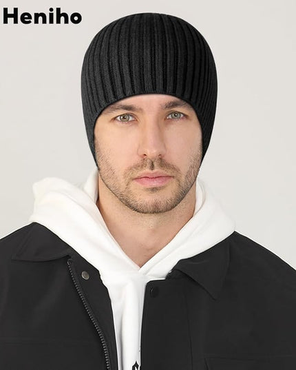 Heniho Winter Wool Beanies for Men Women, Warm Plain Toboggan Hats Ski Running Knit Skull Cap
