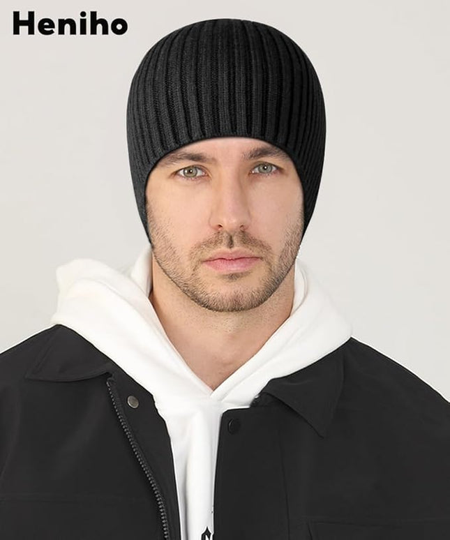 Heniho Winter Wool Beanies for Men Women, Warm Plain Toboggan Hats Ski Running Knit Skull Cap