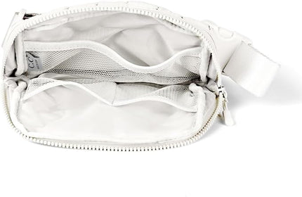 C.C Quilted Puffer Fanny Pack For Women Unisex - Daily Waist Crossbody Belt bag With Adjustable Strap (Ivory)