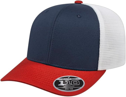 Cap America i8502 Flexfit 110 Premium Mid Profile 6-Panel Mesh Back Trucker Cap Hat w/UV Guard & Adjustable Snapback