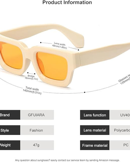 Trendy Square Sunglasses for Men Women Fashion Thick Rectangle Sun Glasses UV Protection Shades Designer Style