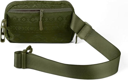 C.C Belt Bag for Women – Quilted Fanny Pack Crossbody Waist Bag with Adjustable Strap, Fashion Gift Idea (Aztec Pattern - olive)