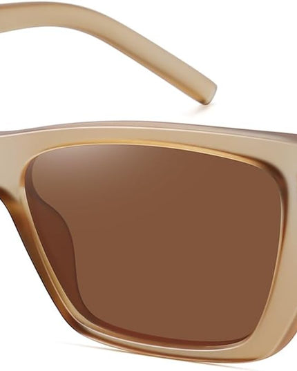 WOWSUN Narrow Small Vintage Polarized Cat Eye Sunglasses for Women