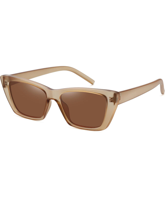 WOWSUN Narrow Small Vintage Polarized Cat Eye Sunglasses for Women