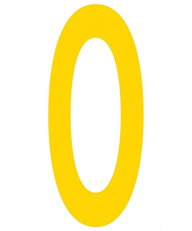 Mighty Line 0 Number Floor Markers Decal Stickers Tape, Large Die Cut Outs, Heavy-Duty, Peel and Stick Adhesive, Industrial Quality, 4.5"x10", Pack of 10