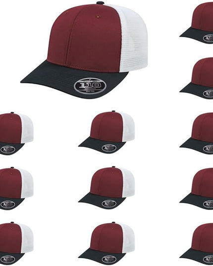 Cap America i8502 Flexfit 110 Premium Mid Profile 6-Panel Mesh Back Trucker Cap Hat w/UV Guard & Adjustable Snapback