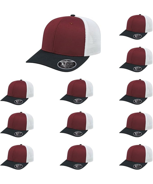 Cap America i8502 Flexfit 110 Premium Mid Profile 6-Panel Mesh Back Trucker Cap Hat w/UV Guard & Adjustable Snapback