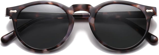 Gleyemor Vintage Polarized Sunglasses for Men Round Sunglasses UV400 Protection Retro Hand-crafted Acetate Frame