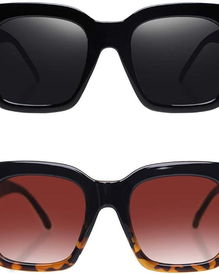 Vintage Women Oversized Sunglasses Designer Luxury Square Sun Glasses UV400 Protection Flat Lens