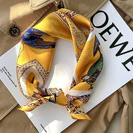 ANDANTINO 100% Mulberry Silk Scarf -21” Lightweight Square Neckerchief – Breathable Digital Printed Scarves with Gift Packed