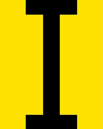 Mighty Line I Letter Alphabet Die Cut Location Markers, Large Decal Stickers for Pallet and Machinery Marking, Heavy-Duty, Peel and Stick Adhesive, Industrial Quality, 6"x10", Pack of 10, Yellow