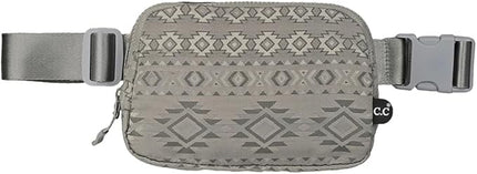 C.C Belt Bag for Women – Quilted Fanny Pack Crossbody Waist Bag with Adjustable Strap, Fashion Gift Idea (Aztec Pattern - lt.grey)