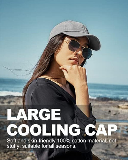XXL Oversize Washed Denim Baseball Cap,Low Profile Jean Sports Cap for Big Heads 23.5"-25.5",Large Pigment Dyed Dad Hat