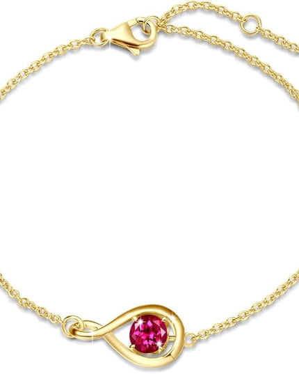 FANCIME Love Bracelet 925 Sterling Silver Infinity Birthstone Bracelets for Women Fine Jewelry Birthday Christmas Gifts for Her Mom Wife, Chain Length 6.7"+1.2" Extend