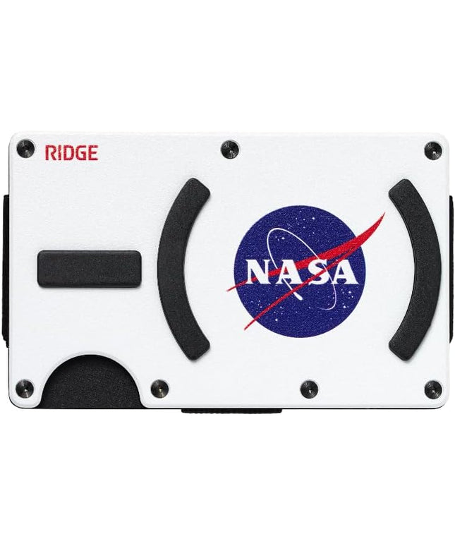 Ridge Wallets for Men Compatible with Magsafe - Slim Minimalist Compact Wallet and Card Holder, RFID Protected Front Pocket Wallets for Men with Integrated Cash Strap (Nasa)