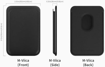 Sinjimoru Magnetic Card Wallet, Premium Vegan Leather Phone Wallet for MagSafe 3-Card Holder Compatible with iPhone 17 Pro Max Air 16 15 14 13 Series. M-Viica Basic Black