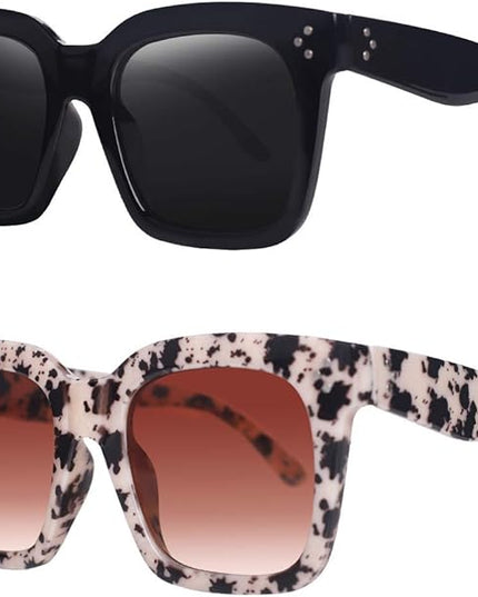 Vintage Women Oversized Sunglasses Designer Luxury Square Sun Glasses UV400 Protection Flat Lens