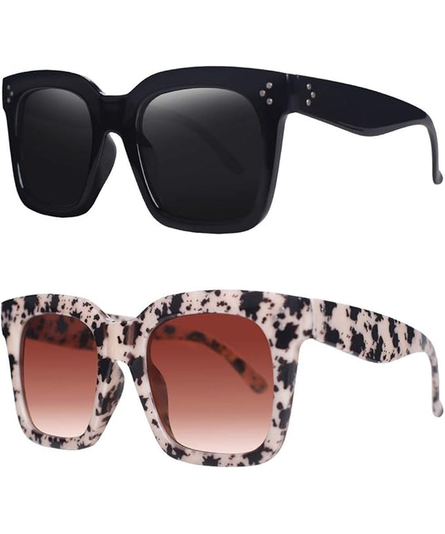 Vintage Women Oversized Sunglasses Designer Luxury Square Sun Glasses UV400 Protection Flat Lens