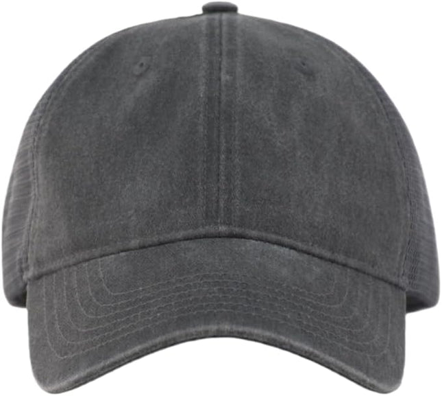Vintage Washed Soft Crown Baseball Cap Plain Snapback Trucker Hat Men Women Adjustable Distressed Mesh-Back Ball Cap