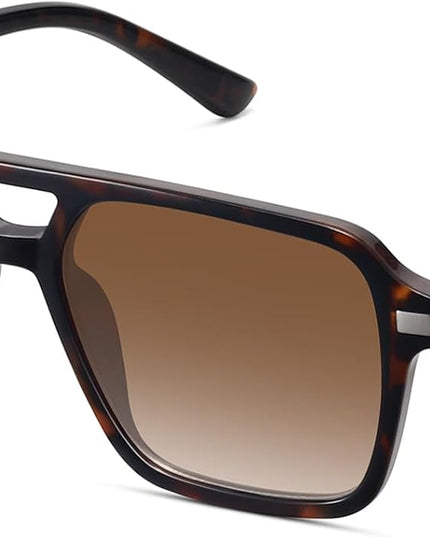 Retro Aviator Sunglasses for Women Men Trendy Classic Square 70s 80s 90s Vintage Shades Double Bridge Aviators FZN813