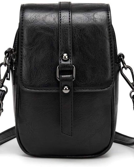 myfriday Vintage Crossbody Phone Bag for Women, Small PU Leather Shoulder Purse and Handbag with Tassel&Rivet Decoration