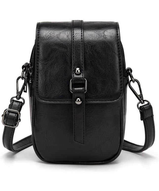 myfriday Vintage Crossbody Phone Bag for Women, Small PU Leather Shoulder Purse and Handbag with Tassel&Rivet Decoration