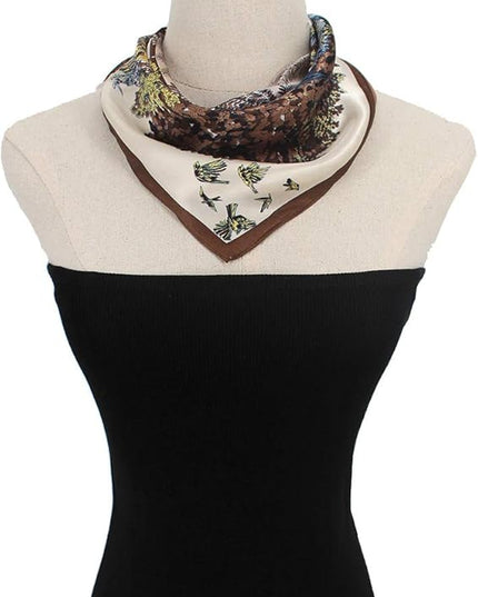 ANDANTINO 100% Real Mulberry Silk Scarf -21'' x 21''- Lightweight Neckerchief –Women Men Small Square Digital Printed Scarves