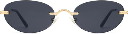 SOJOS Retro Small Oval Sunglasses Womens Trendy Rimless Sun Glasses Vintage Narrow Shades SJ1242