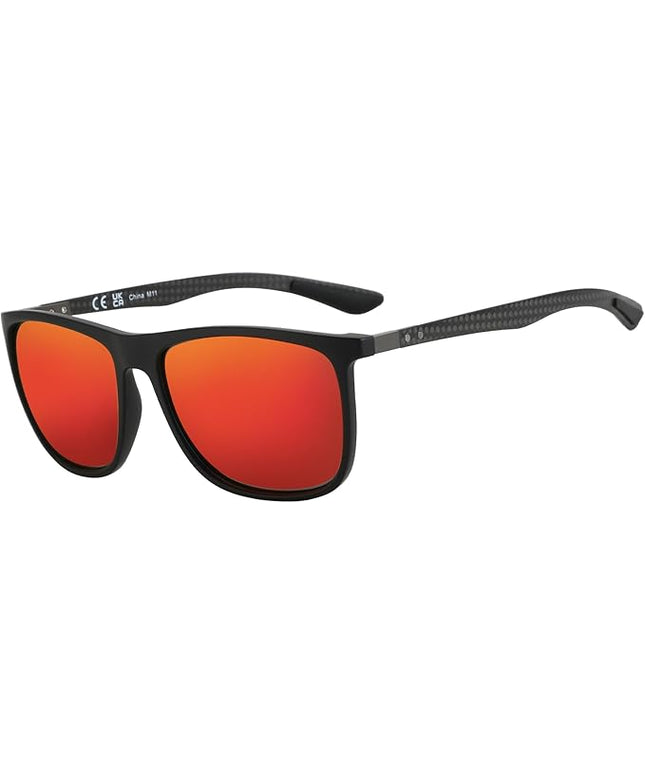 ZENOTTIC Square Polarized Sunglasses for Men Ultralight Carbon Fiber Sun Glasses Driving Fishing Golf Sports UV400 Protection