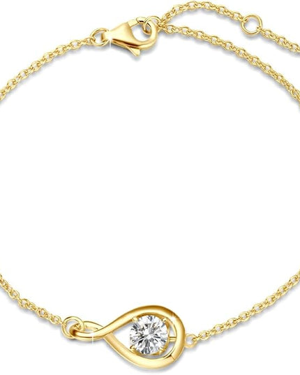 FANCIME Love Bracelet 925 Sterling Silver Infinity Birthstone Bracelets for Women Fine Jewelry Birthday Christmas Gifts for Her Mom Wife, Chain Length 6.7"+1.2" Extend