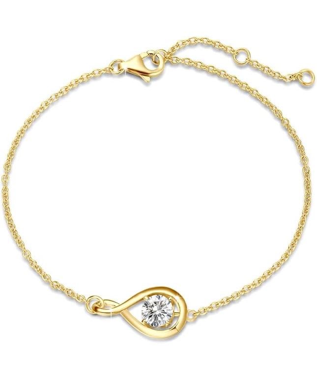 FANCIME Love Bracelet 925 Sterling Silver Infinity Birthstone Bracelets for Women Fine Jewelry Birthday Christmas Gifts for Her Mom Wife, Chain Length 6.7"+1.2" Extend
