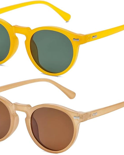 Gleyemor Vintage Polarized Sunglasses for Men Round Sunglasses UV400 Protection Retro Hand-crafted Acetate Frame