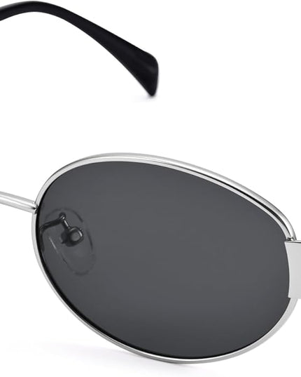 Retro Oval Sunglasses for Women Men - Trendy Gold Sun Glasses - Fashion Metal Frame Shades