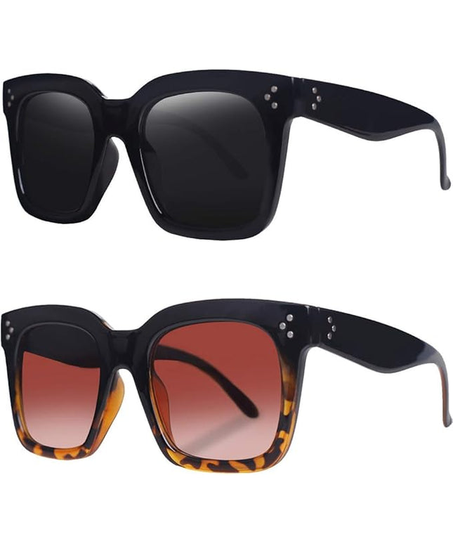 Vintage Women Oversized Sunglasses Designer Luxury Square Sun Glasses UV400 Protection Flat Lens