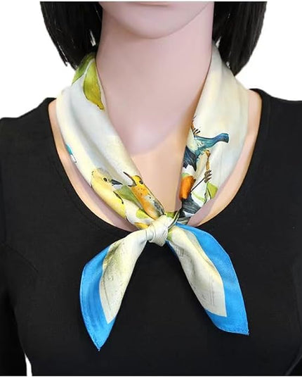 ANDANTINO 100% Real Mulberry Silk Scarf -21'' x 21''- Lightweight Neckerchief –Women Men Small Square Digital Printed Scarves