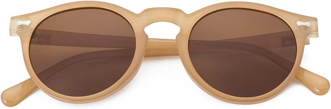 Gleyemor Vintage Polarized Sunglasses for Men Round Sunglasses UV400 Protection Retro Hand-crafted Acetate Frame