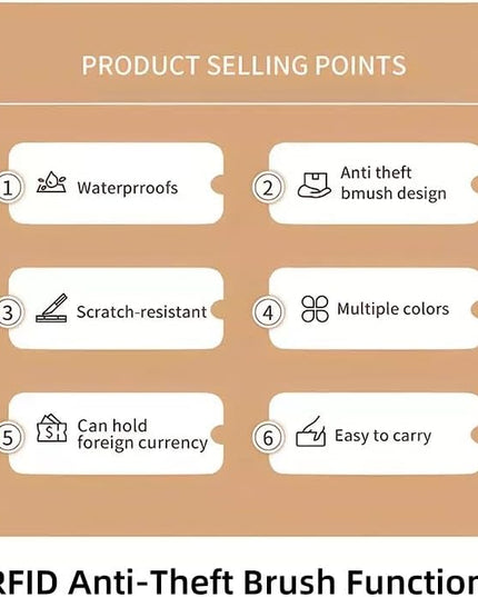 Multi-Functional RFID Passport Wallet,Travel Wallet for Men & Women,With zipper, anti-theft passport holder，Slim Leather Cover for Credit Cards, Tickets, Cash (Brown)