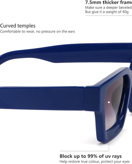 Trendy Square Sunglasses for Men Women Fashion Thick Rectangle Sun Glasses UV Protection Shades Designer Style