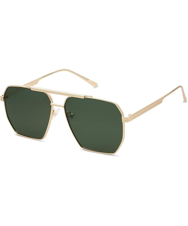 SOJOS Retro Oversized Square Polarized Sunglasses for Women Men Vintage Shades Classic Large Metal Sun Glasses