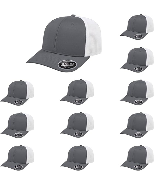 Cap America i8502 Flexfit 110 Premium Mid Profile 6-Panel Mesh Back Trucker Cap Hat w/UV Guard & Adjustable Snapback