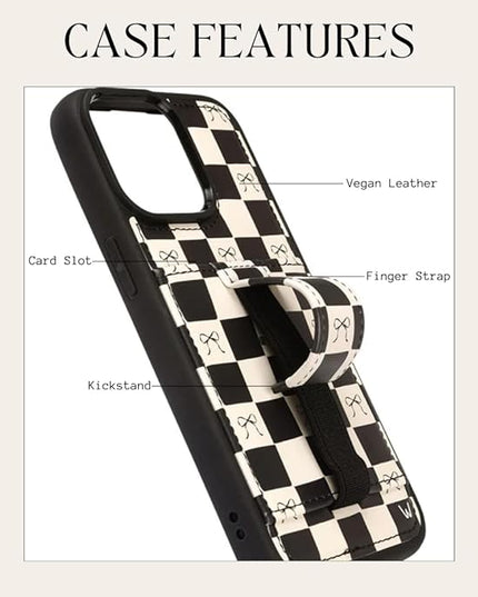Walli Cases for iPhone 17 Pro Case Aesthetic Wallet Phone Case Card Holder, Securely Holds up to 2 Cards - Cute, Trendy Phone Cover for Women, fits iPhone 17 Pro, with Kickstand & Finger Strap