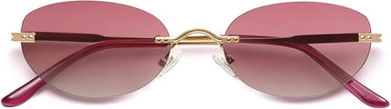 SOJOS Retro Small Oval Sunglasses Womens Trendy Rimless Sun Glasses Vintage Narrow Shades SJ1242